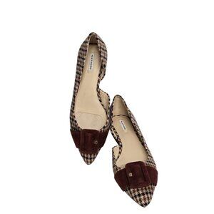 Alex Marie Womens Size 8.5 Houndstooth Dorsay Pointy Toe Flats Academia Preppy